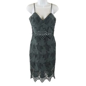 INA gray crotchet lace overlay fitted dress